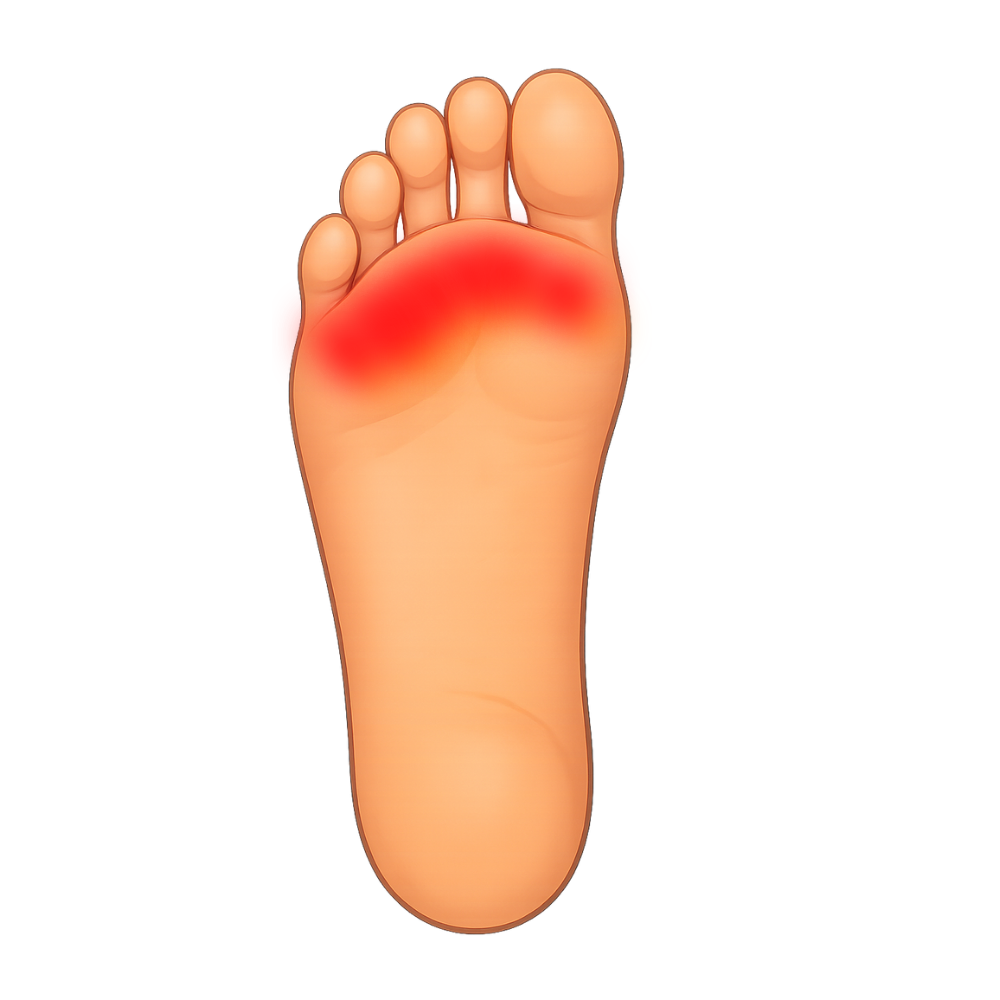 Spread across base of all toes pain